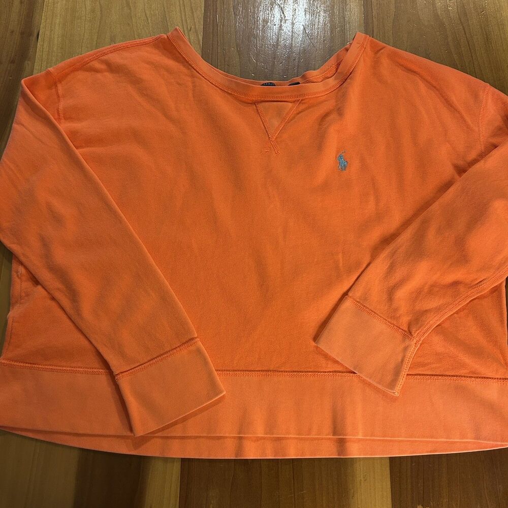 Polo Ralph Lauren Women’s Crop Lightweight Sweatshirt. XL. Orange. Long Sleeve.